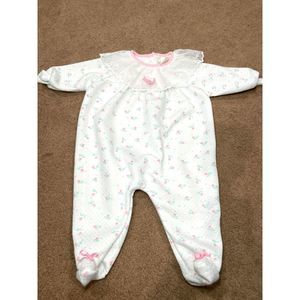 Baby Girl Onesie Bows Galore - Brand Terry - Size L.  Lace‎ Collar, Flower Print